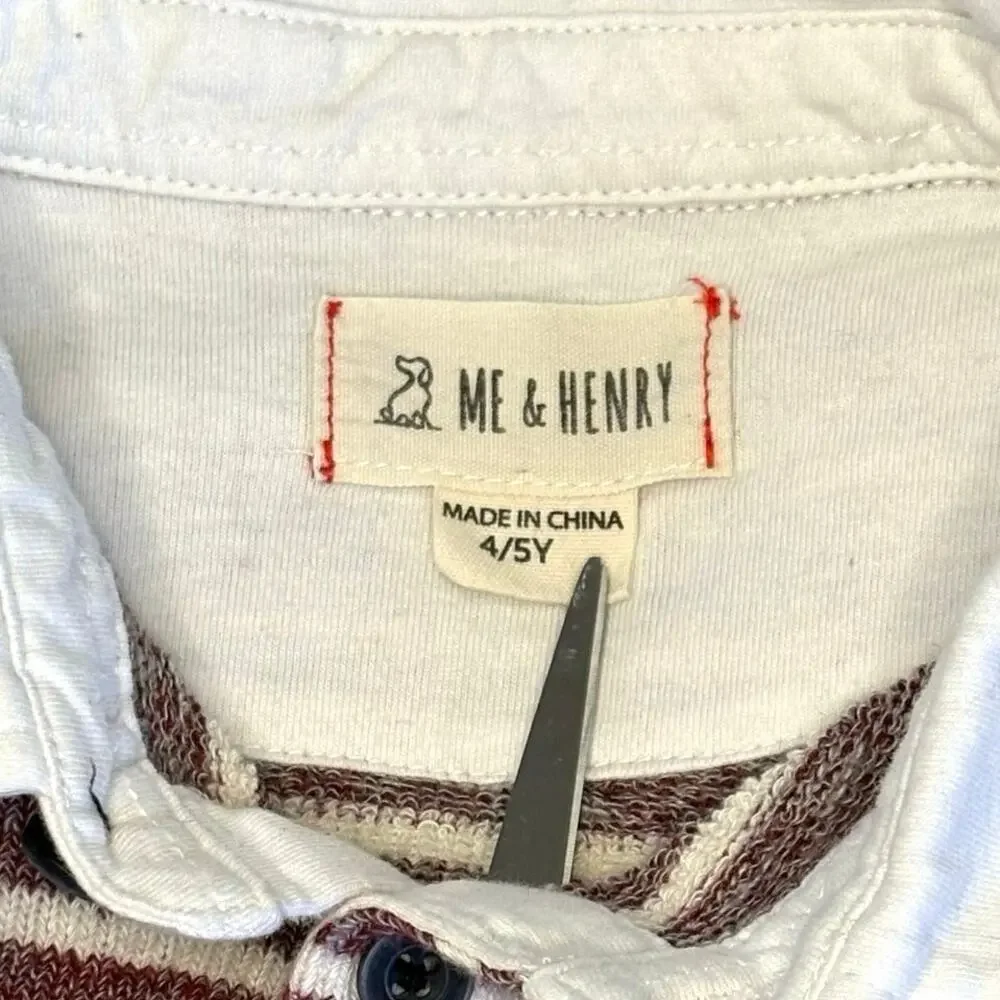 Me & Henry Striped Rugby Shirt Sweater Boy's 4/5 | Maroon, Gray